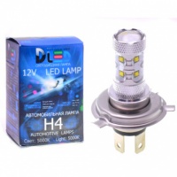 Светодиодная автомобильная лампа DLED H4 - 10 CREE + Линза (2шт.)